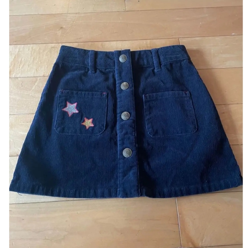 Harry Potter for Mini Boden Navy Corduroy Skirt with Appliqué